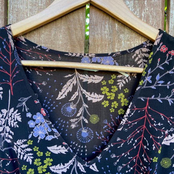 Kimchi Blue Floral Chiffon Long Sleeve Dress Size 4 - Picture 5 of 6